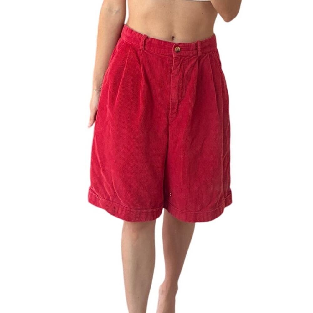 Charters Club 90s Red Corduroy Tailored Long Short Bermuda Shorts Size 8